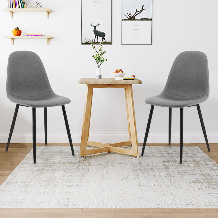 Dining Chairs Set of 2 with Black Metal Legs-GrayCostway Gallery View 7 of 9